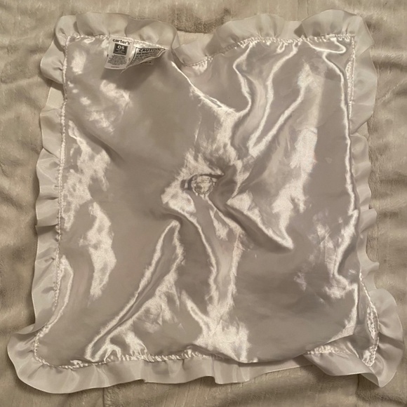 Carter's Girl Doll Black White Polka Dot Satin Rattle Plush Baby Lovey - Picture 3 of 3